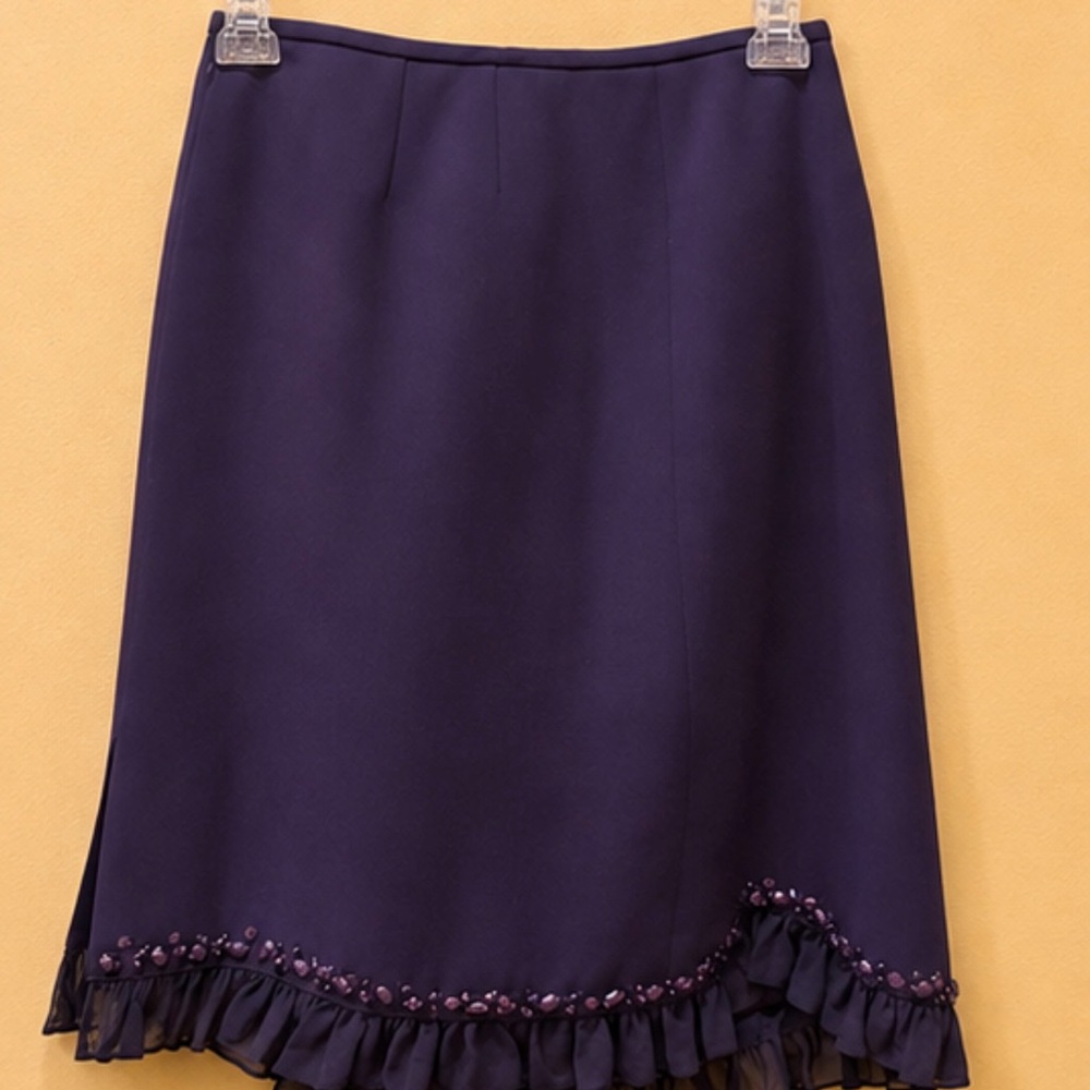 Tahari Luxe Deep Plum Satin-Lined Suit with Skirt - Picture 7 of 7
